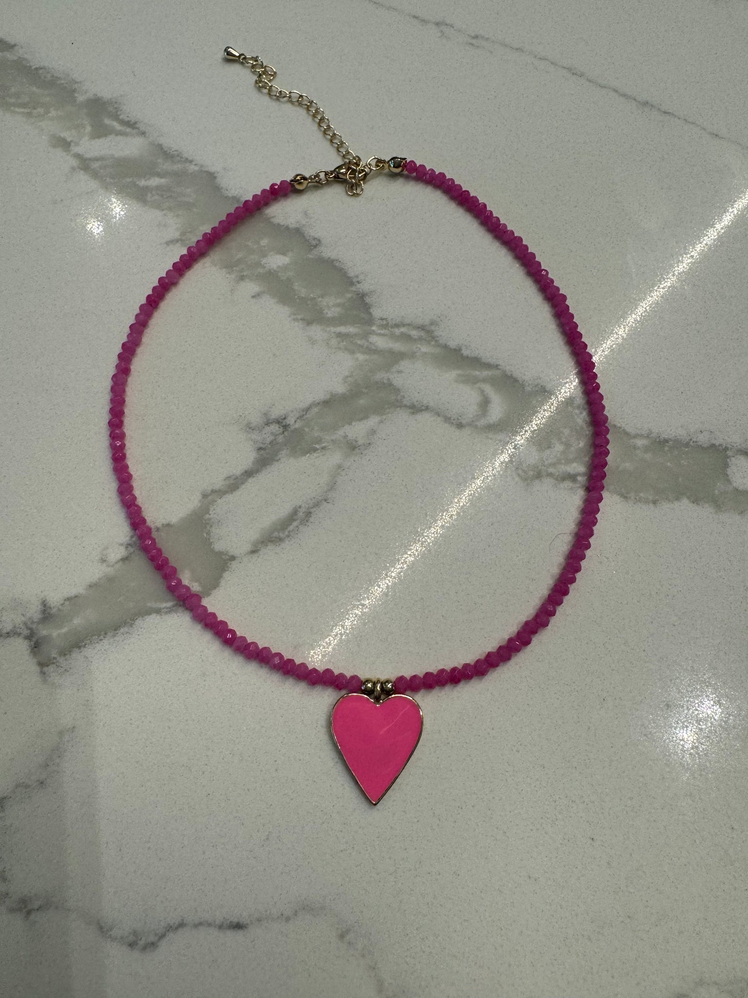 Pink heart choker